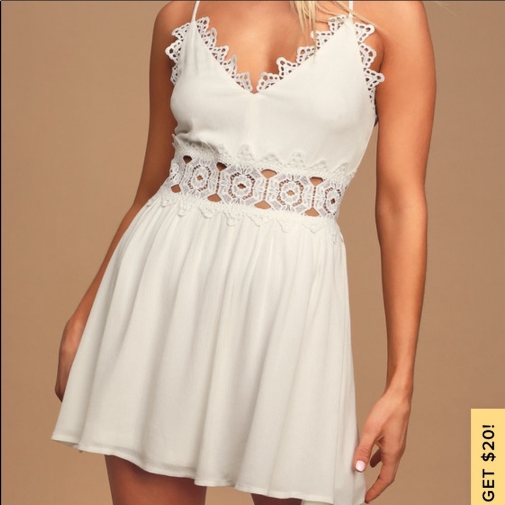 Lulus Take A Moment White Lace Mini Dress